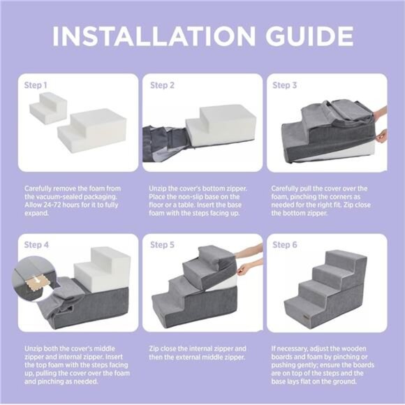 Dog Stairs for Small Dogs - Pet Stairs for High Beds and Couch,Folding Pet Steps - Picture 6 of 7